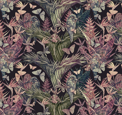 Store occultant fenetre plantes et oiseaux exotiques