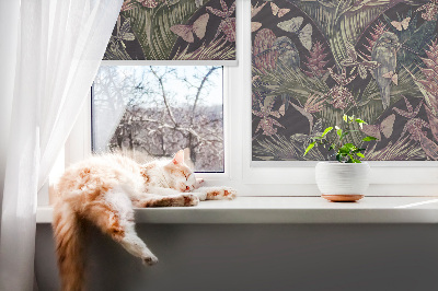 Store occultant fenetre plantes et oiseaux exotiques