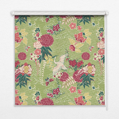 Store occultant fenêtre avec motif héron et plantes