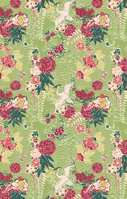 Store occultant fenêtre avec motif héron et plantes