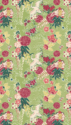 Store occultant fenêtre avec motif héron et plantes