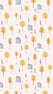 Store fenêtre intérieur en version Des maisons parmi les arbres