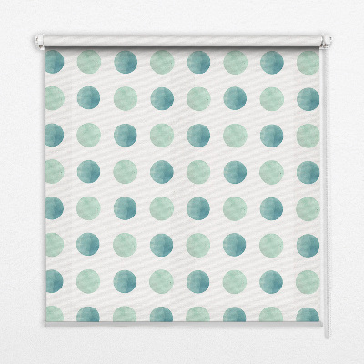Store occultant fenetre avec des points turquoise sur fond blanc