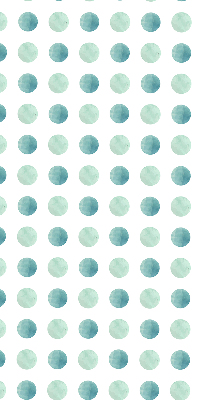 Store occultant fenetre avec des points turquoise sur fond blanc