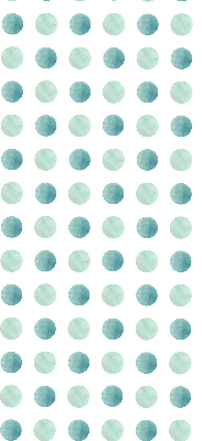 Store occultant fenetre avec des points turquoise sur fond blanc