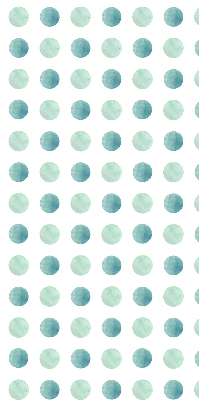 Store occultant fenetre avec des points turquoise sur fond blanc