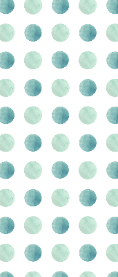 Store occultant fenetre avec des points turquoise sur fond blanc