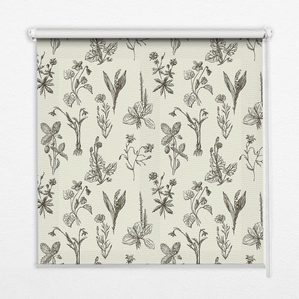 Store occultant fenêtre à fleurs dessinées