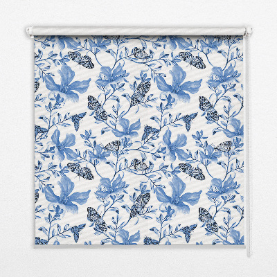 Store fenêtre intérieur avec papillons bleus