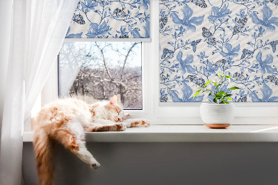 Store fenêtre intérieur avec papillons bleus
