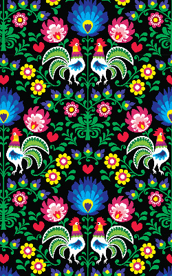 Store fenêtre intérieur avec coqs colorés