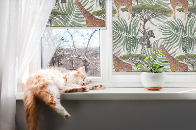 Store occultant fenêtre avec motif animaux et arbres