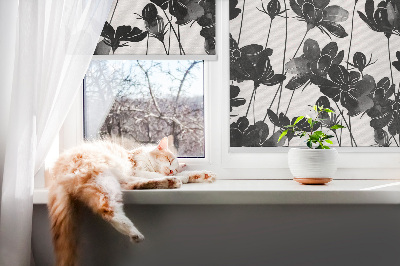 Store enrouleur occultant à fleurs noires