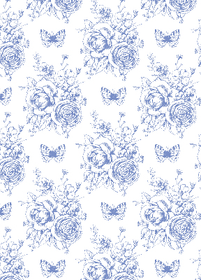 Store enrouleur occultant fleurs bleues et papillons