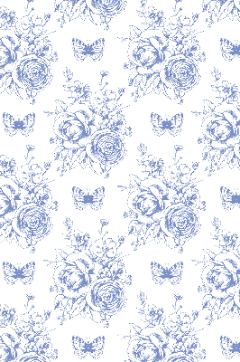 Store enrouleur occultant fleurs bleues et papillons