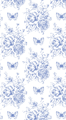 Store enrouleur occultant fleurs bleues et papillons