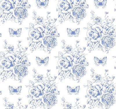 Store enrouleur occultant fleurs bleues et papillons