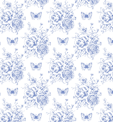 Store enrouleur occultant fleurs bleues et papillons