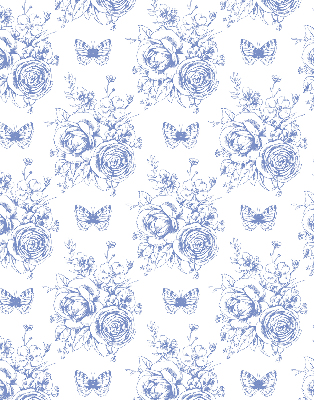 Store enrouleur occultant fleurs bleues et papillons