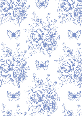 Store enrouleur occultant fleurs bleues et papillons