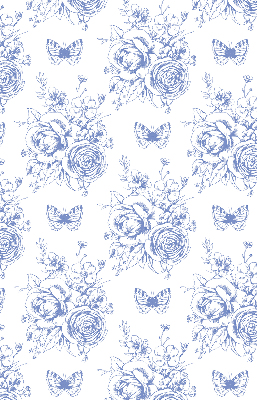 Store enrouleur occultant fleurs bleues et papillons