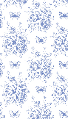 Store enrouleur occultant fleurs bleues et papillons