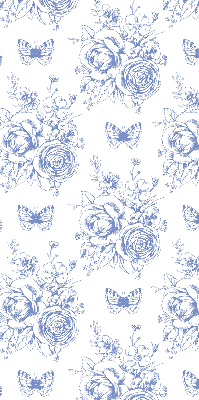 Store enrouleur occultant fleurs bleues et papillons