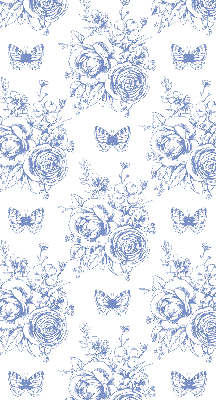 Store enrouleur occultant fleurs bleues et papillons
