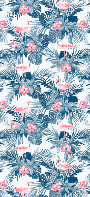 Store fenêtre intérieur pour plantes tropicales et flamants roses