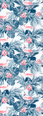 Store fenêtre intérieur pour plantes tropicales et flamants roses