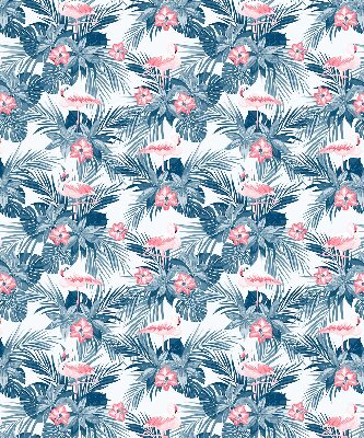 Store fenêtre intérieur pour plantes tropicales et flamants roses