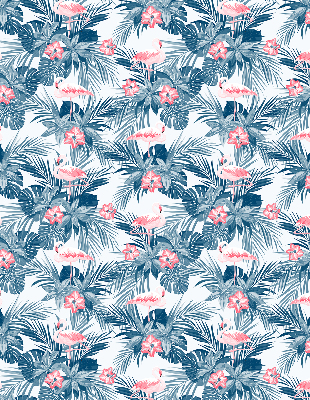 Store fenêtre intérieur pour plantes tropicales et flamants roses