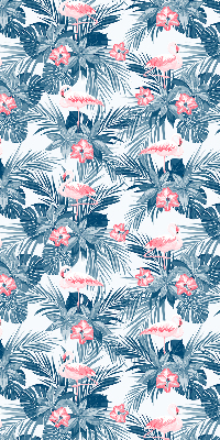 Store fenêtre intérieur pour plantes tropicales et flamants roses