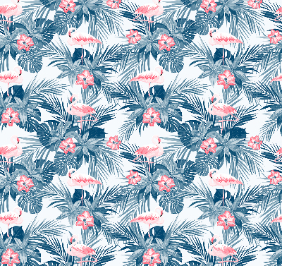 Store fenêtre intérieur pour plantes tropicales et flamants roses