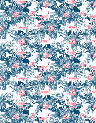 Store fenêtre intérieur pour plantes tropicales et flamants roses