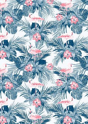 Store fenêtre intérieur pour plantes tropicales et flamants roses