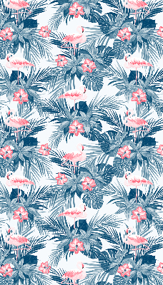 Store fenêtre intérieur pour plantes tropicales et flamants roses