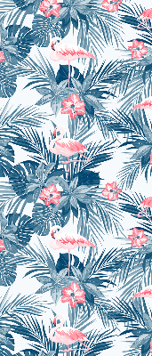 Store fenêtre intérieur pour plantes tropicales et flamants roses