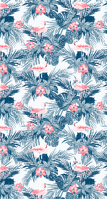 Store fenêtre intérieur pour plantes tropicales et flamants roses