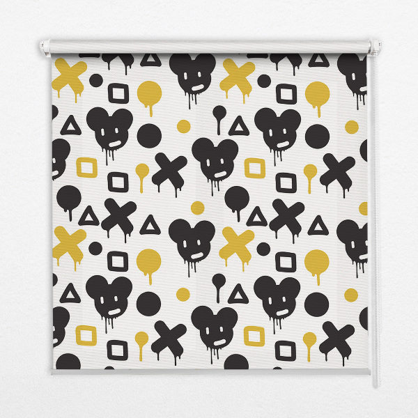 Store occultant fenêtre avec motifs noirs et jaunes