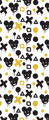 Store occultant fenêtre avec motifs noirs et jaunes