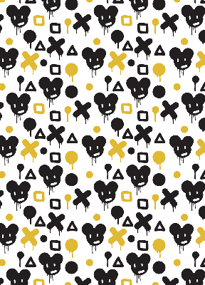 Store occultant fenêtre avec motifs noirs et jaunes