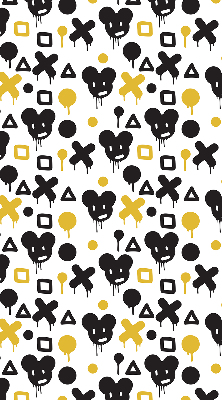 Store occultant fenêtre avec motifs noirs et jaunes