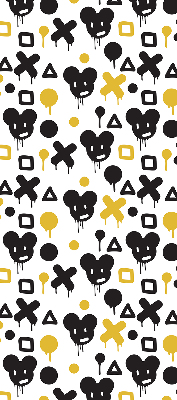 Store occultant fenêtre avec motifs noirs et jaunes
