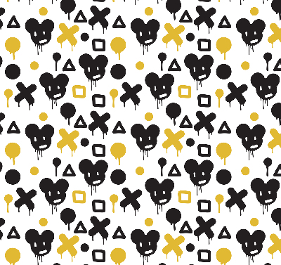 Store occultant fenêtre avec motifs noirs et jaunes