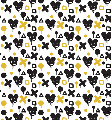 Store occultant fenêtre avec motifs noirs et jaunes