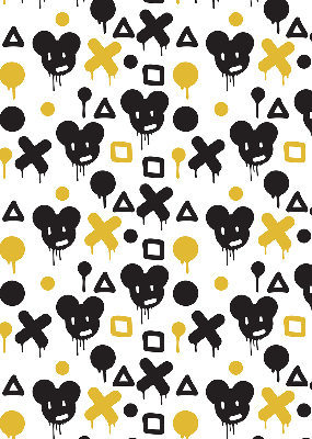 Store occultant fenêtre avec motifs noirs et jaunes