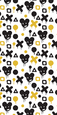 Store occultant fenêtre avec motifs noirs et jaunes