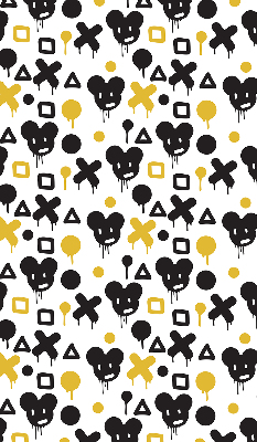 Store occultant fenêtre avec motifs noirs et jaunes