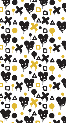 Store occultant fenêtre avec motifs noirs et jaunes